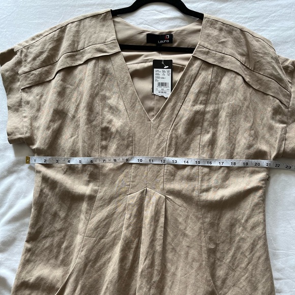NWT Laura's Ramie Blended Knee-length Loose Shape Beige Dress Size 12 - Picture 12 of 14